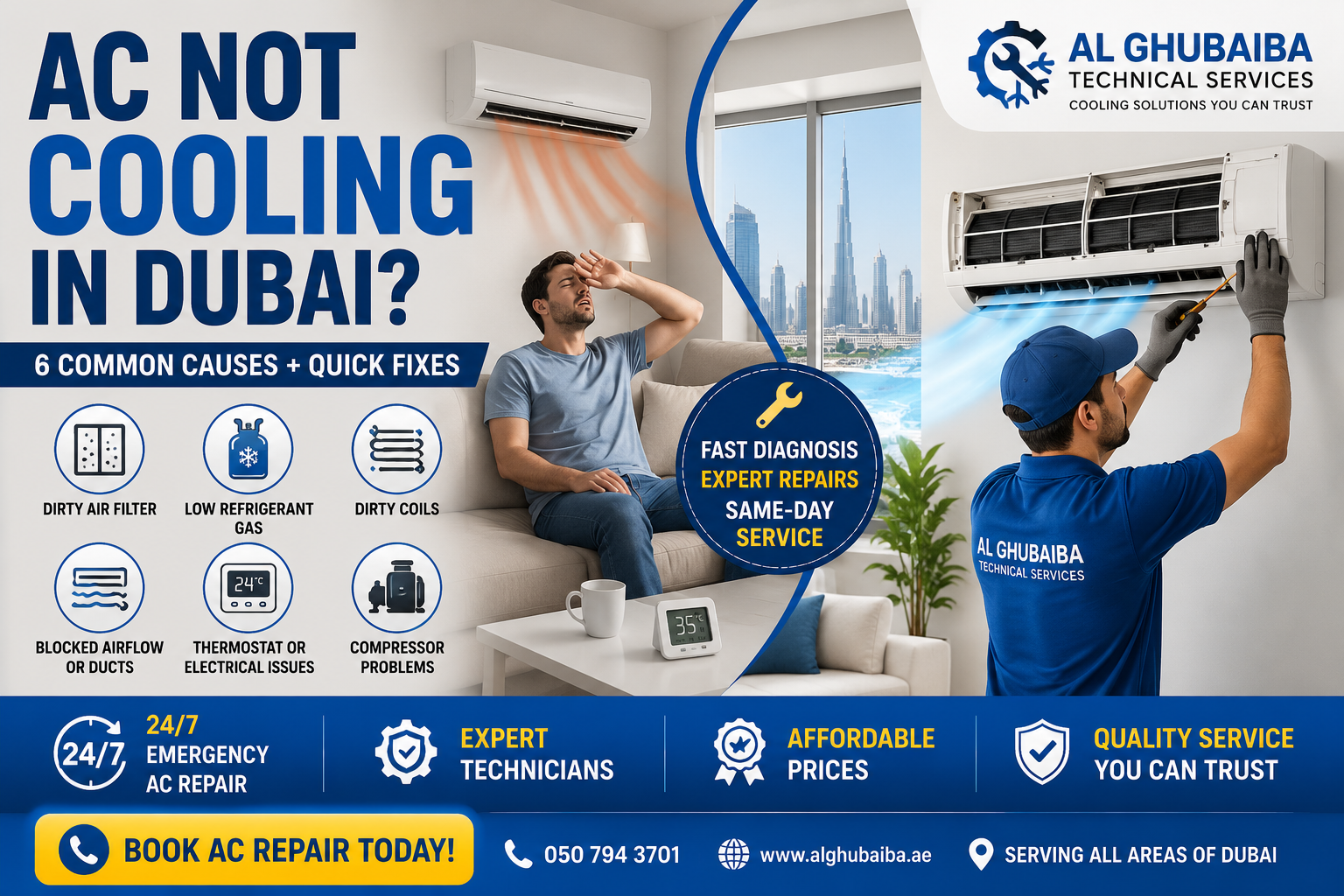 AC is not cooling properly in Dubai