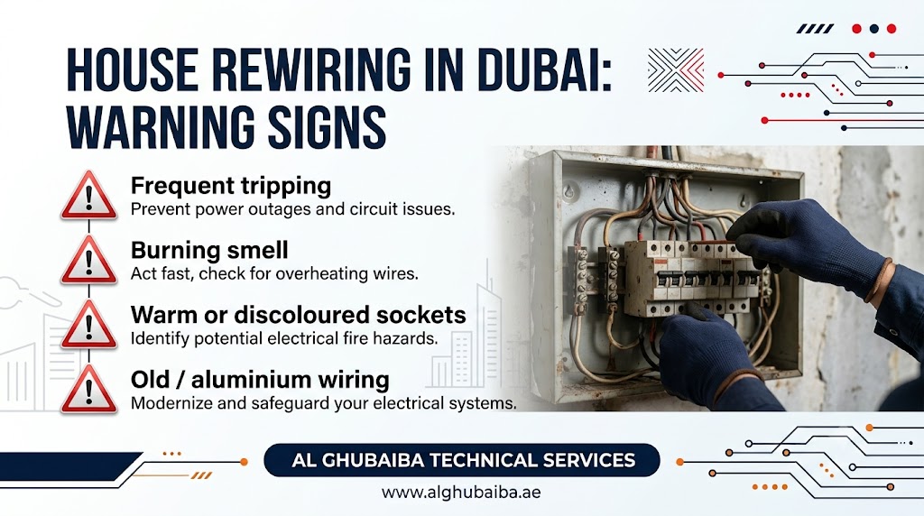 House rewiring warning signs and cost in Dubai