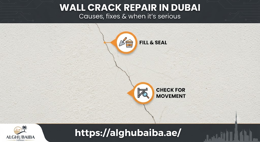 Wall crack repair in Dubai, causes and fixes by Al Ghubaiba Technical Services