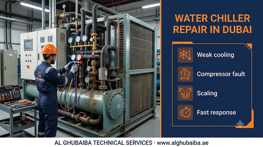 Water chiller repair, common problems and cost in Dubai