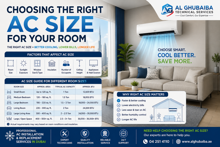 Choosing the Right AC Size for Your Room in Dubai